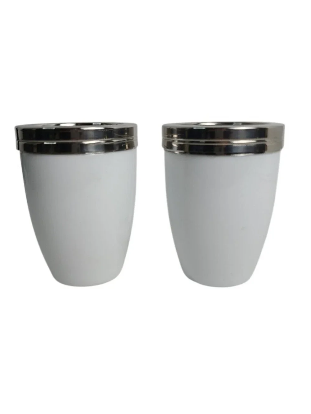 Crate And Barrel White and Silver Salt & Pepper Shaker Set - Home Accents